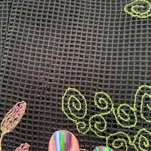 TAHARI ASL Floral Embroidered Collarless Jacket Black Classic Unique Size 4 Work - Picture 10 of 16